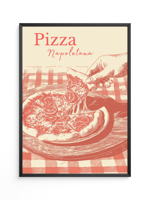 Pizza Illustration Retro-Stil