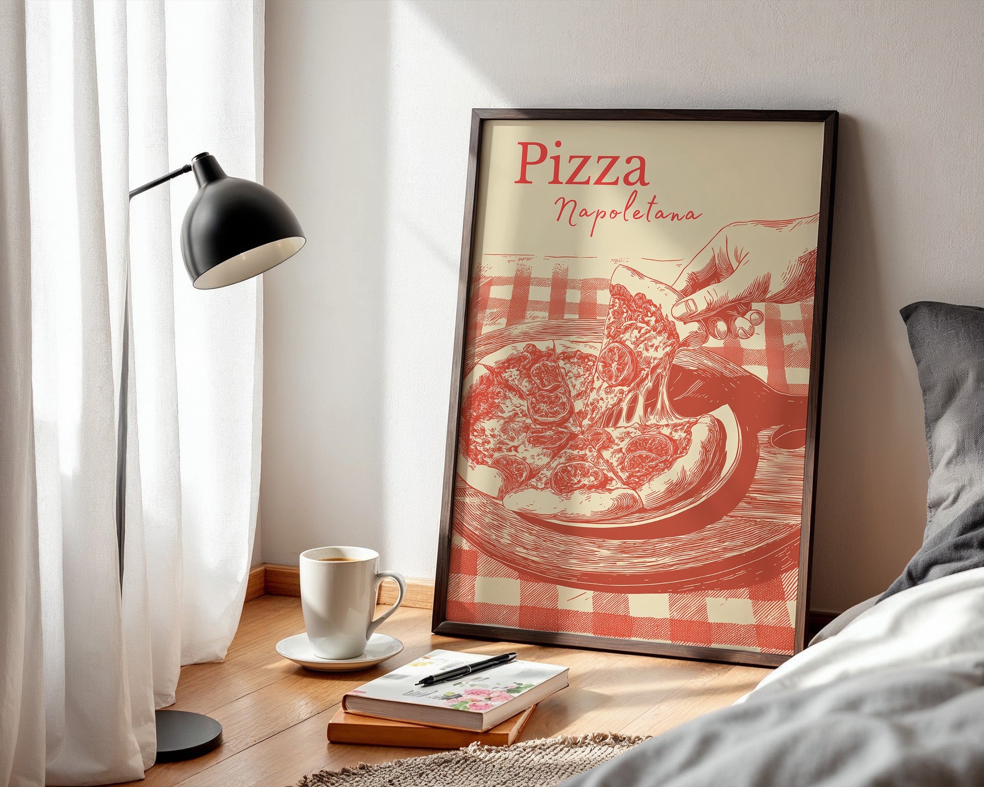 Pizza Illustration Retro-Stil