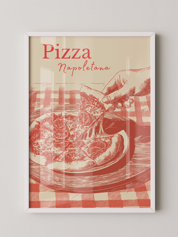 Pizza Illustration Retro-Stil