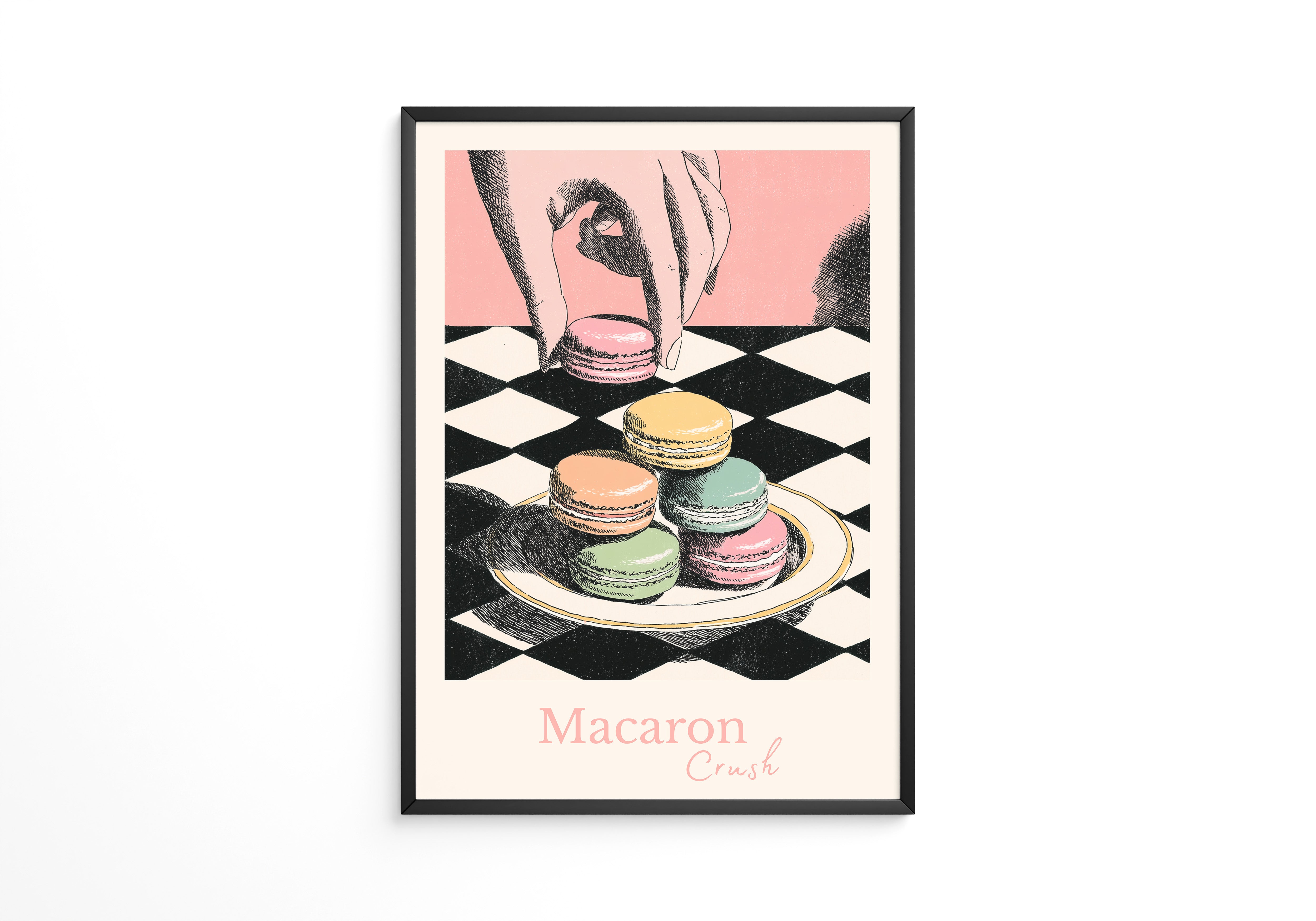 Pastell Macarons Schachbrett Stil