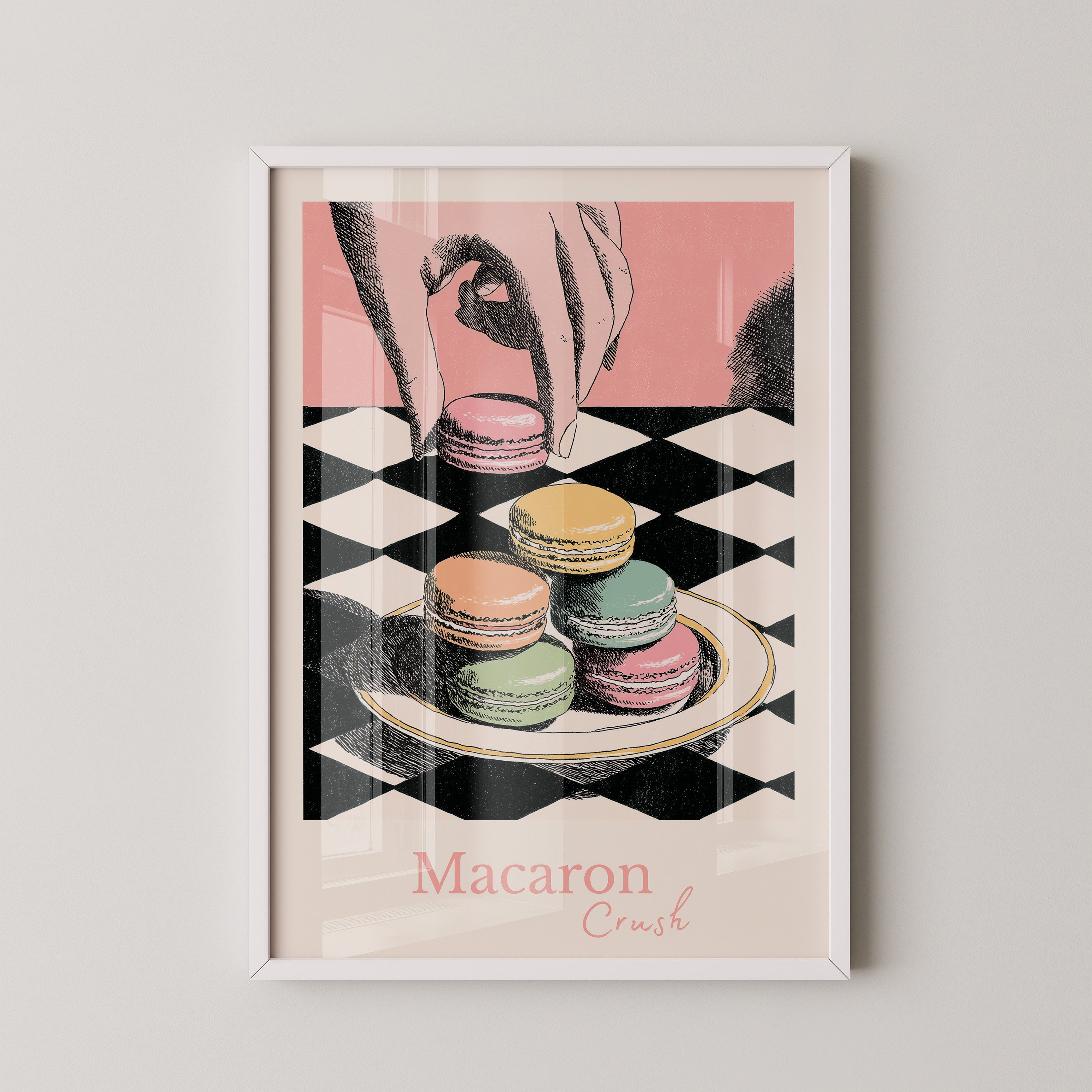 Pastell Macarons Schachbrett Stil