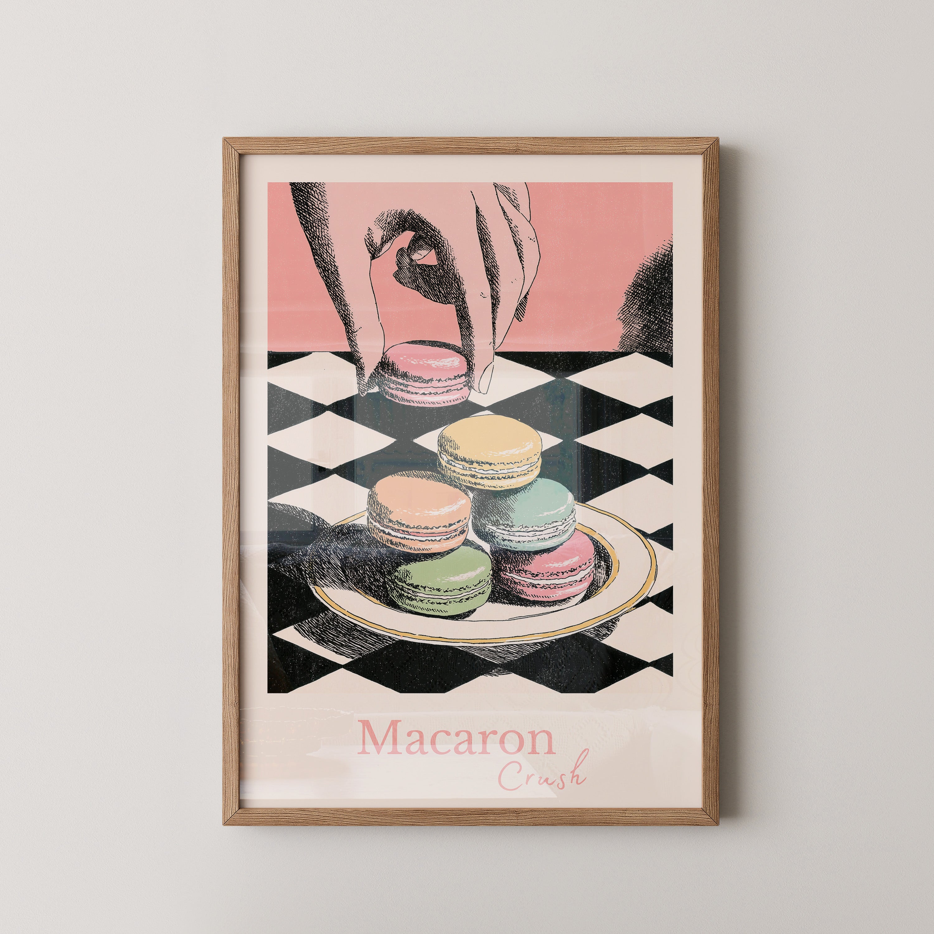 Pastell Macarons Schachbrett Stil