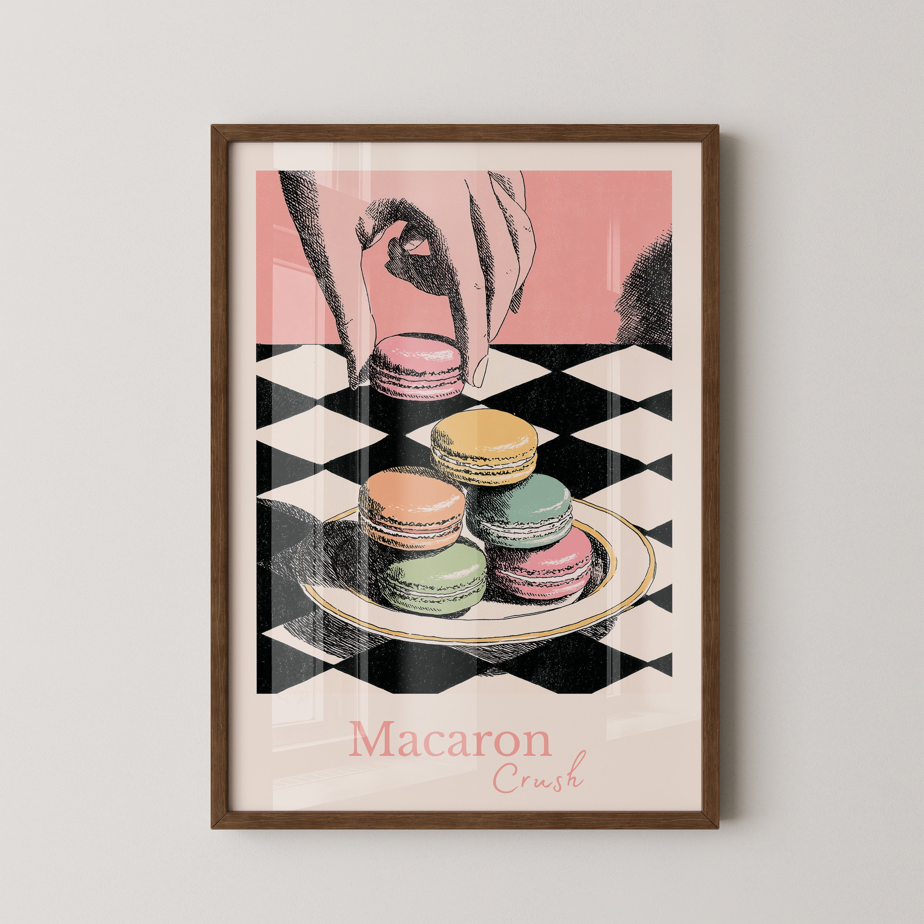 Pastell Macarons Schachbrett Stil