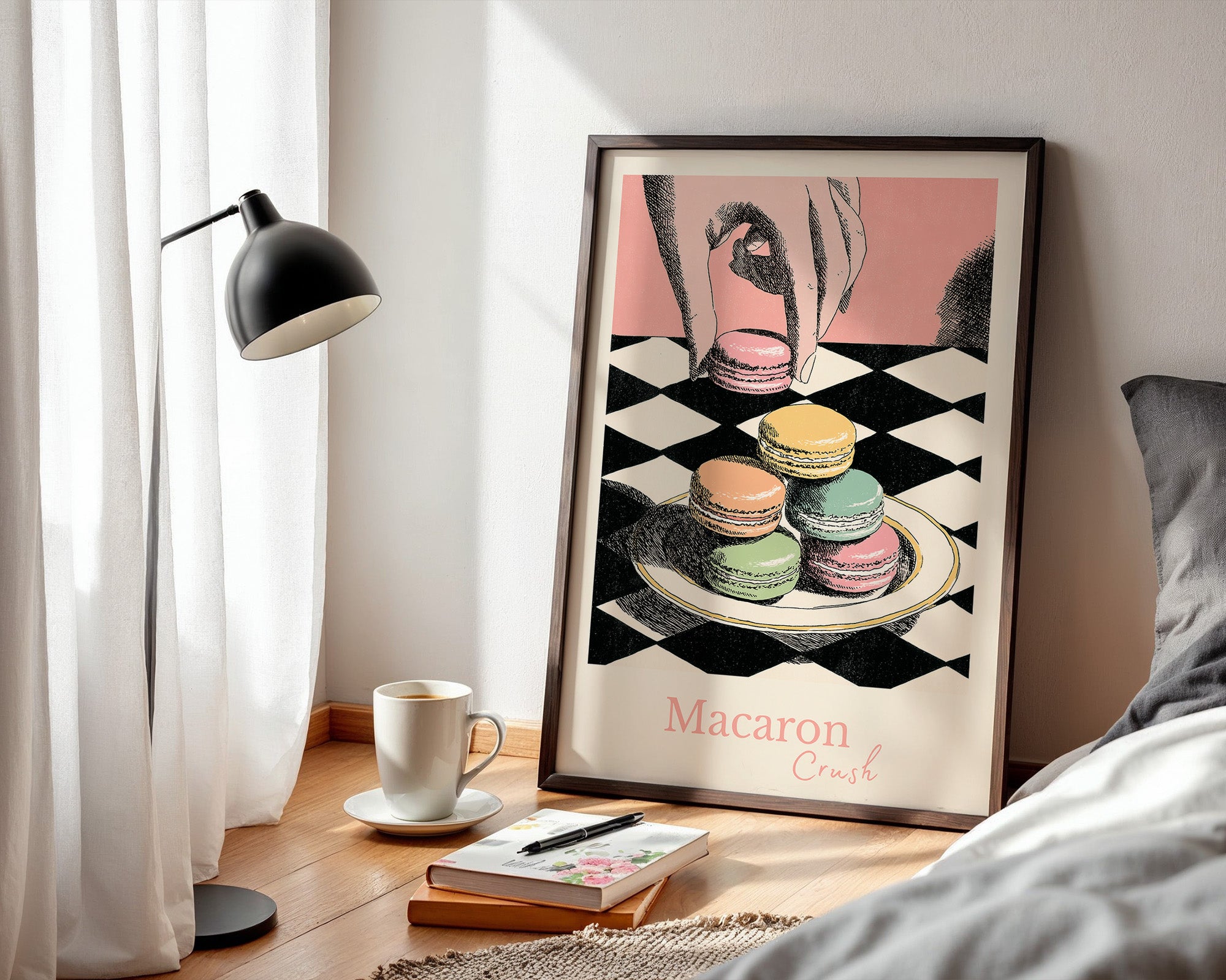 Pastell Macarons Schachbrett Stil