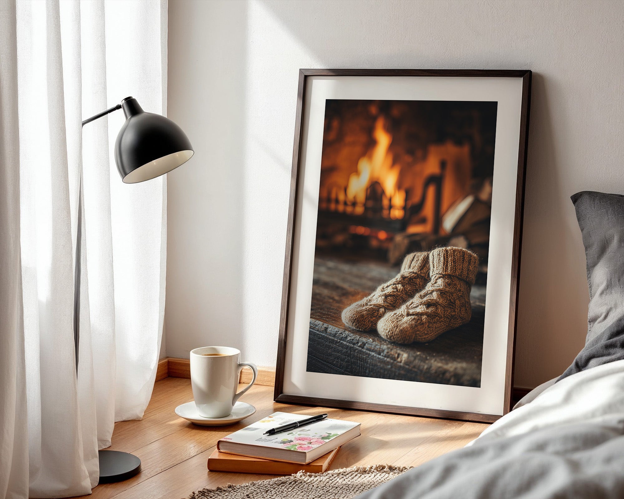 Wollsocken Kaminfeuer Gemütlichkeit