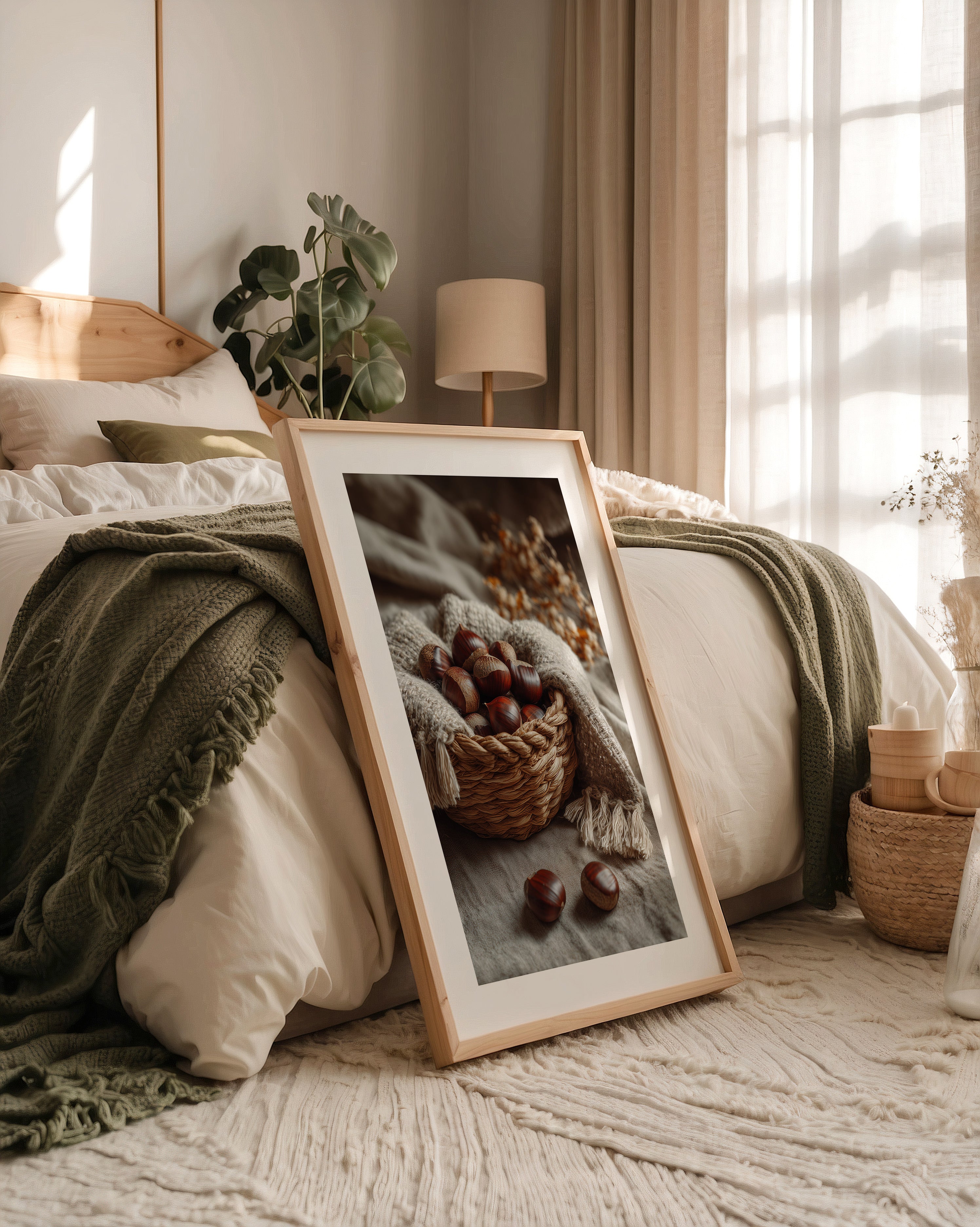 Kastanienkorb Herbstfarben Stillleben