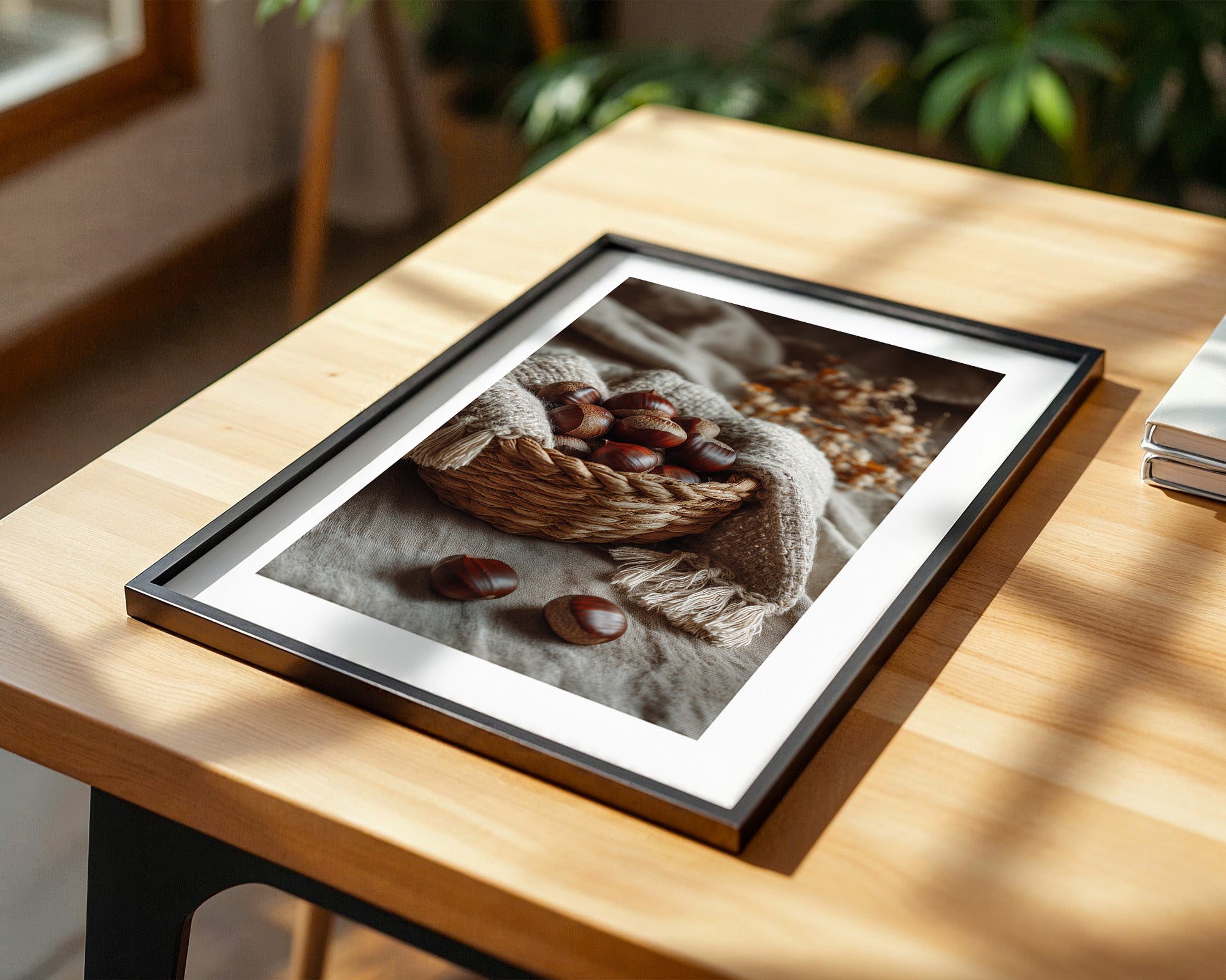 Kastanienkorb Herbstfarben Stillleben