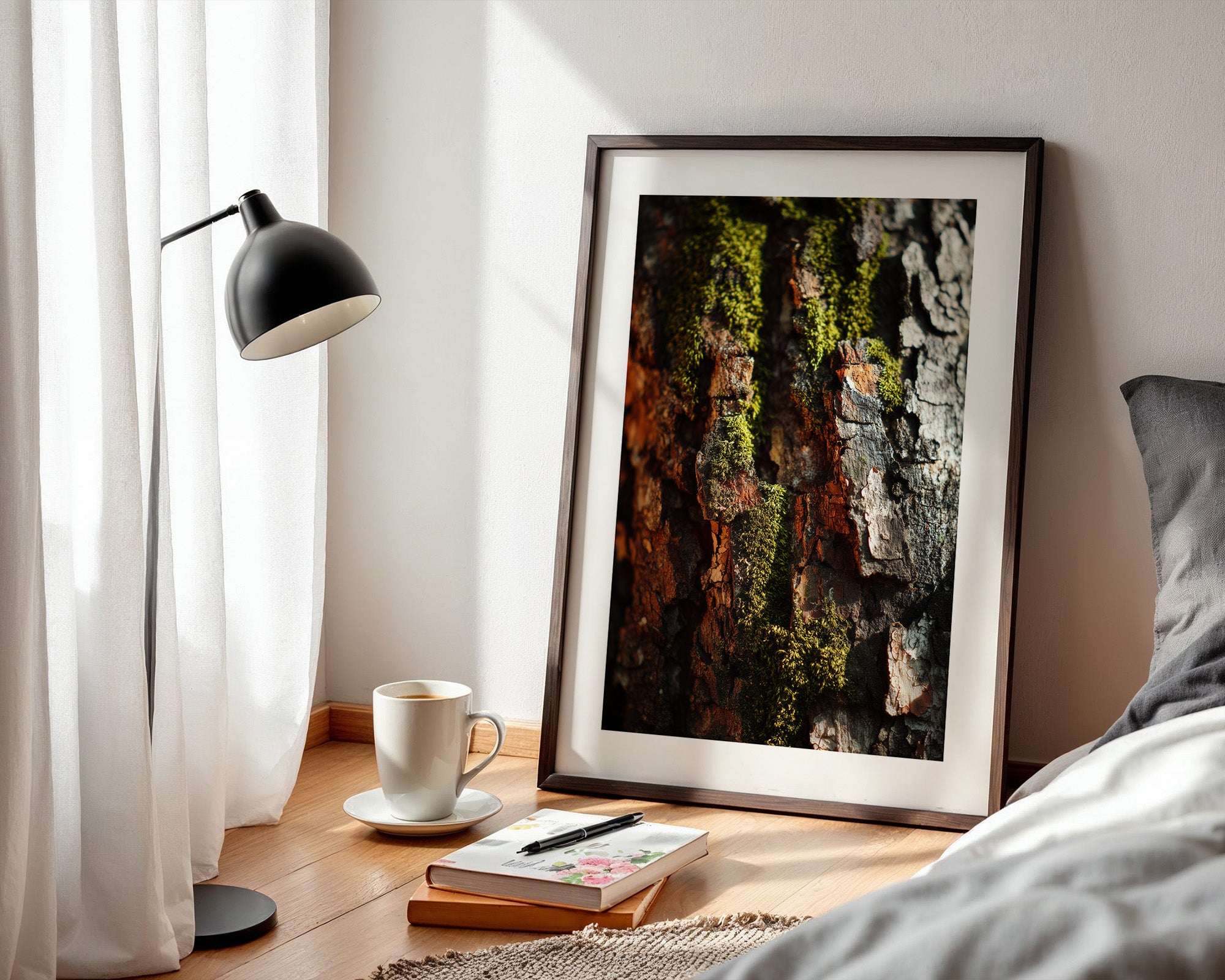 Baumrinde Moos Makroaufnahme