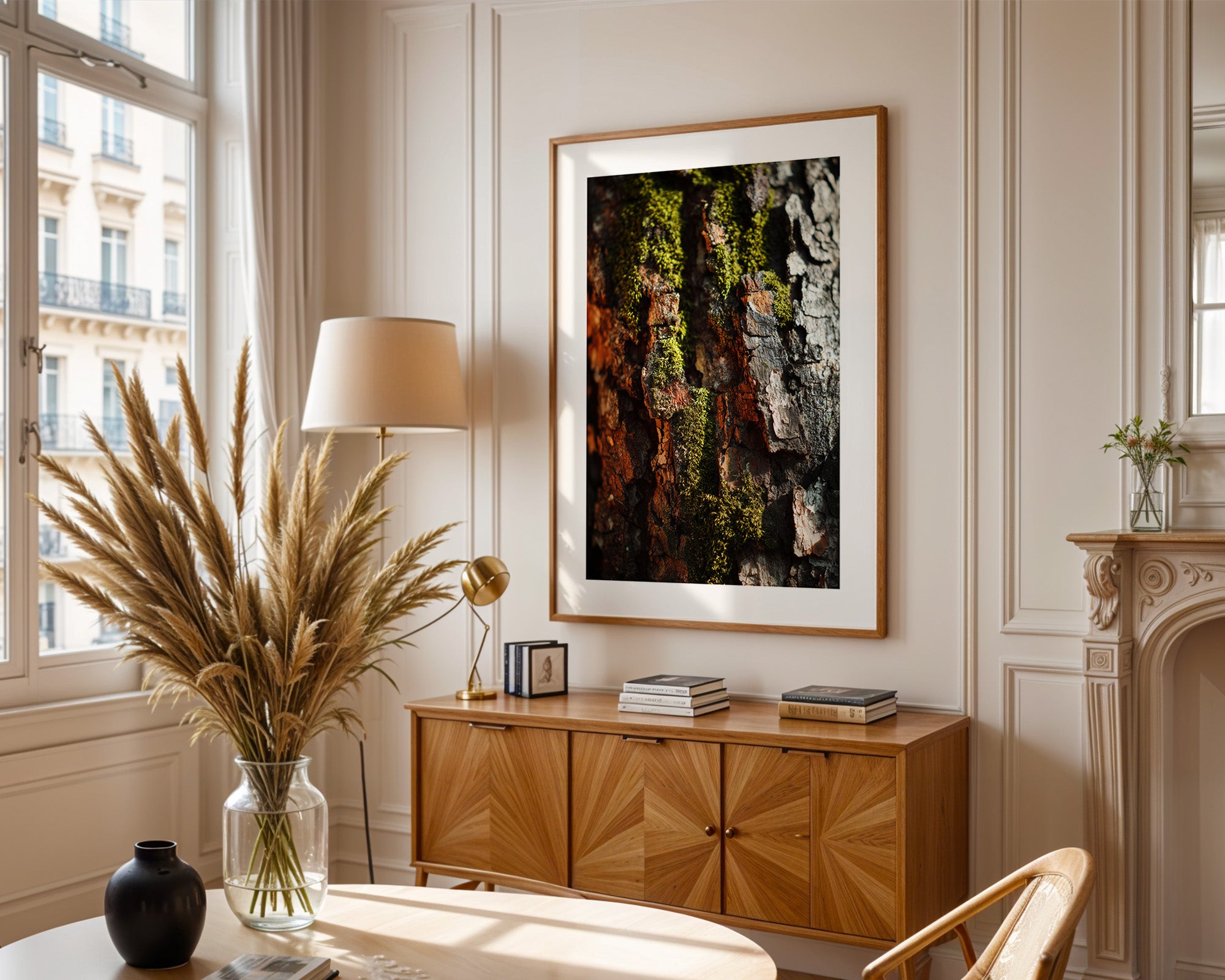 Baumrinde Moos Makroaufnahme