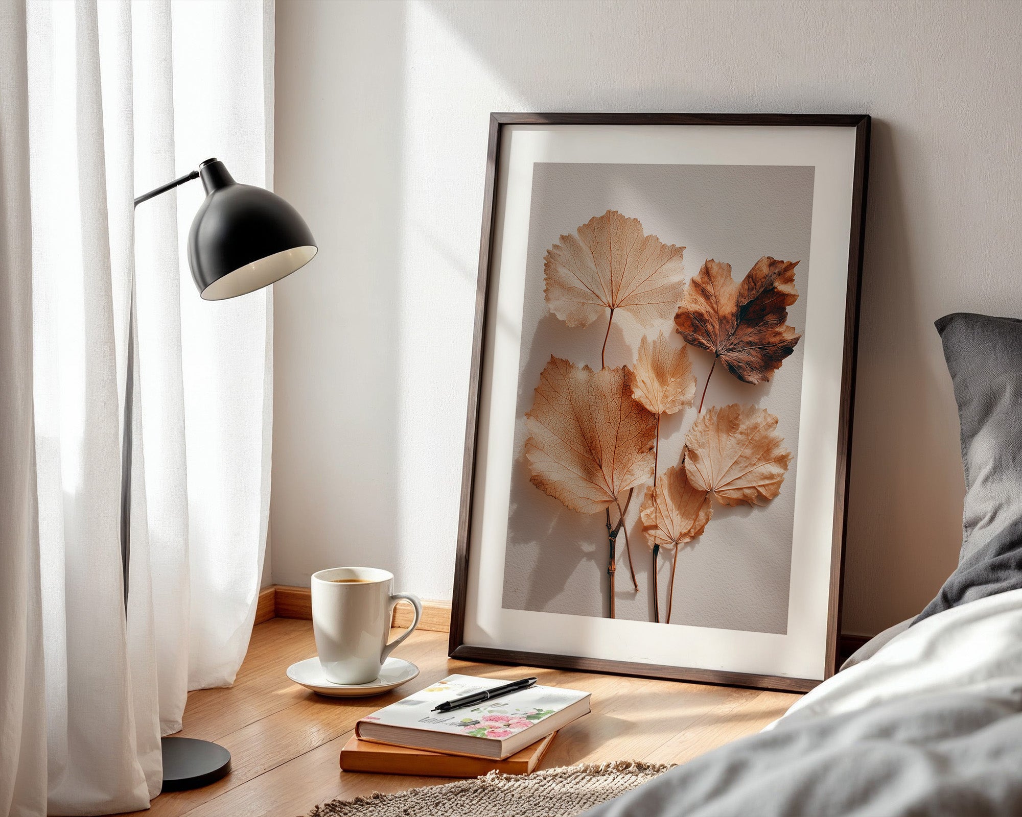 Herbstblätter filigran beige