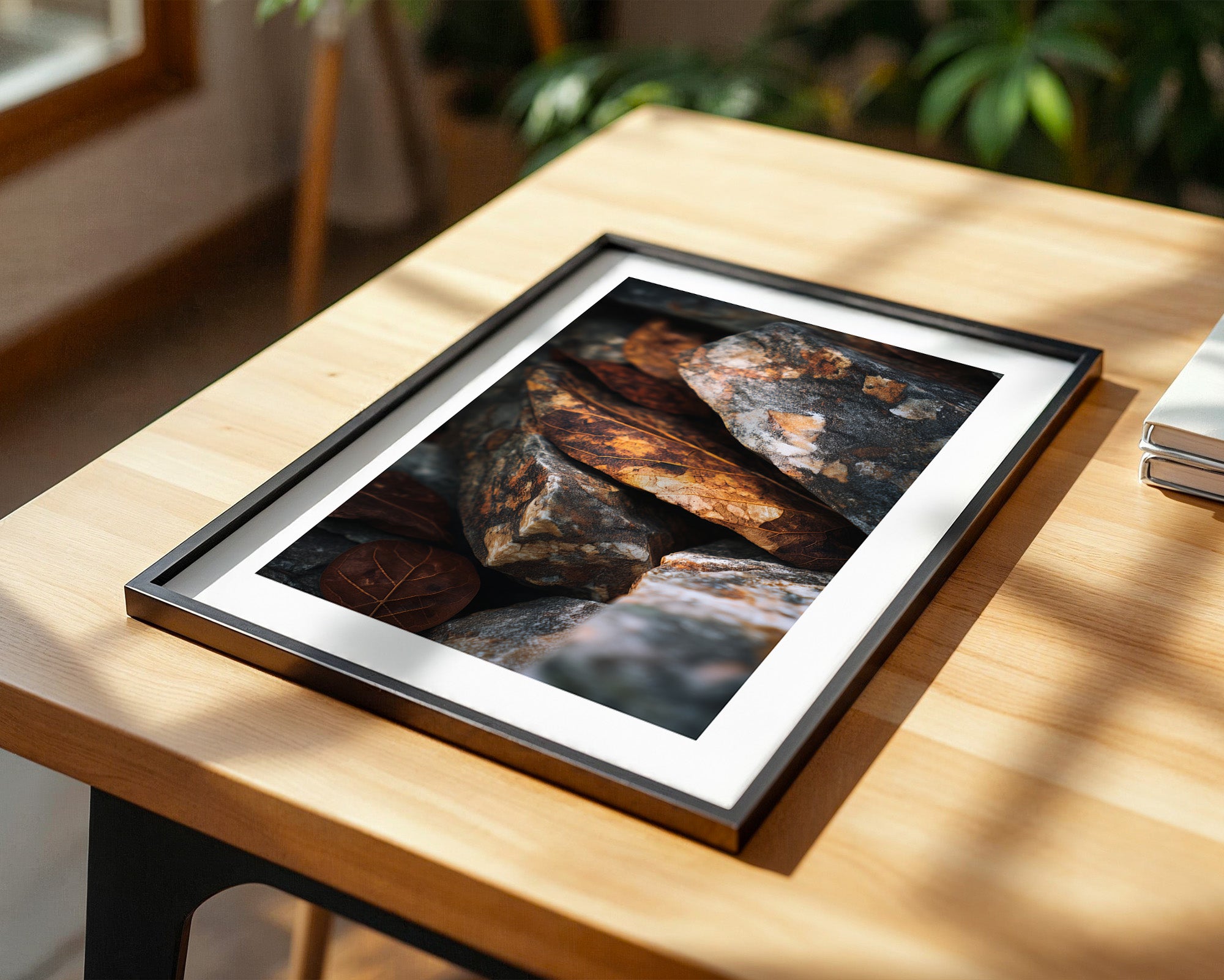 Stein Felsen Struktur Herbstlaub