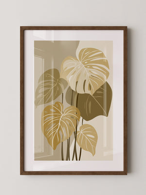 Monstera Blätter Beige Töne