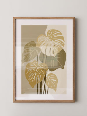 Monstera Blätter Beige Töne