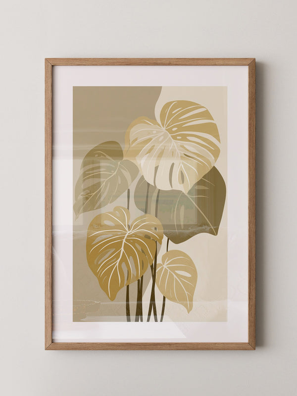 Monstera Blätter Beige Töne