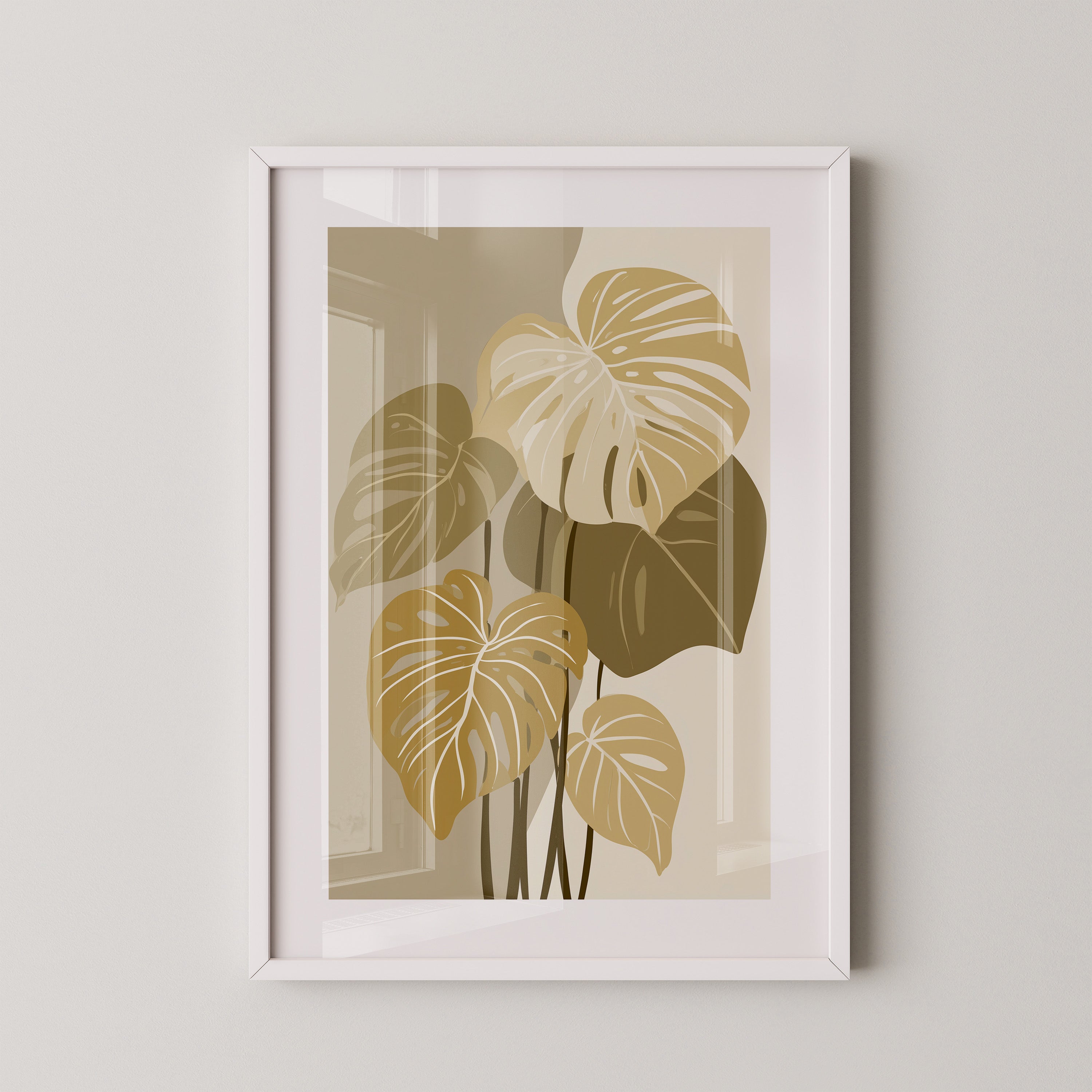 Monstera Blätter Beige Töne