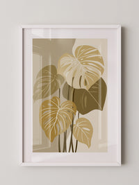 Monstera Blätter Beige Töne