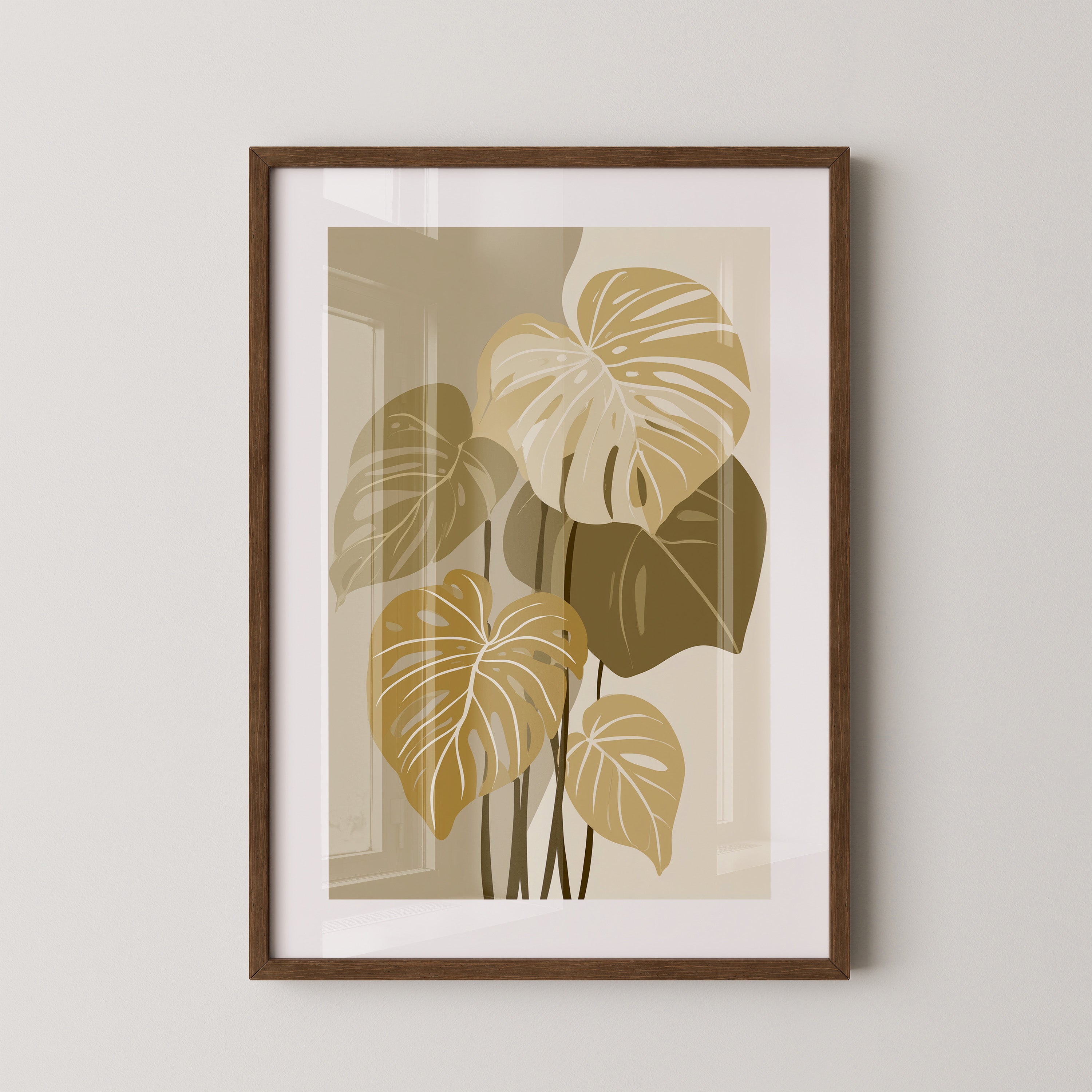 Monstera Blätter Beige Töne