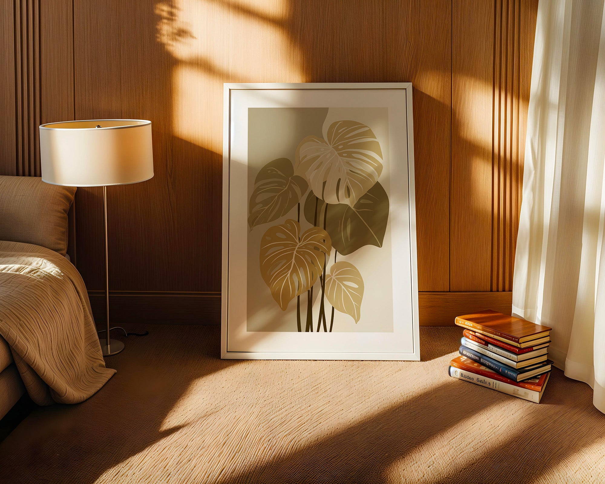 Monstera Blätter Beige Töne