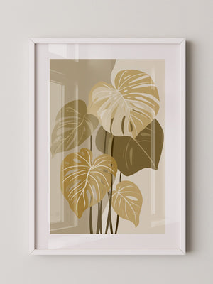 Monstera Blätter Beige Töne