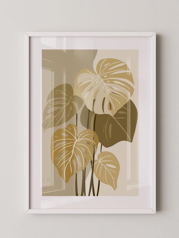 Monstera Blätter Beige Töne