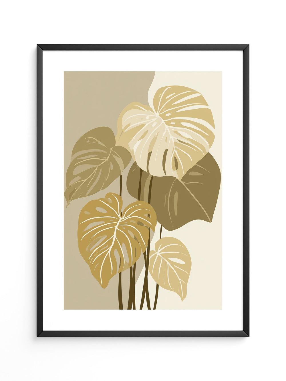 Monstera Blätter Beige Töne