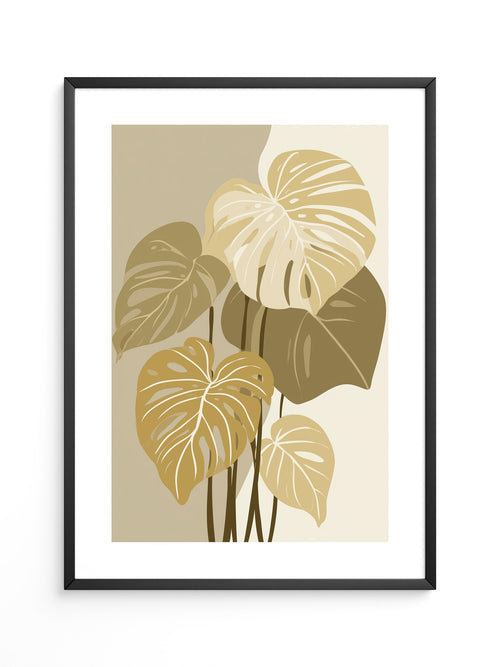 Monstera Blätter Beige Töne