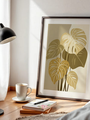 Monstera Blätter Beige Töne