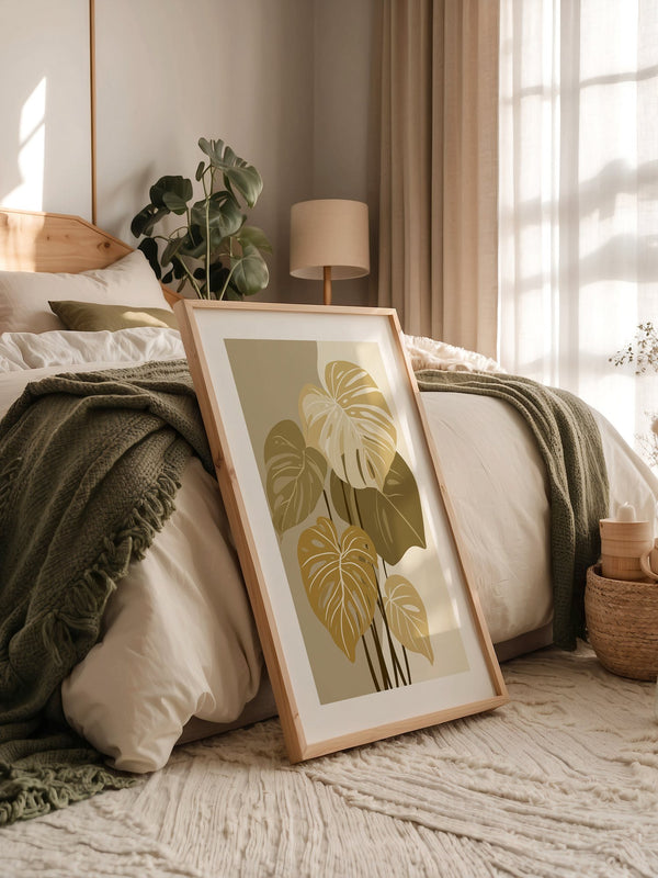 Monstera Blätter Beige Töne