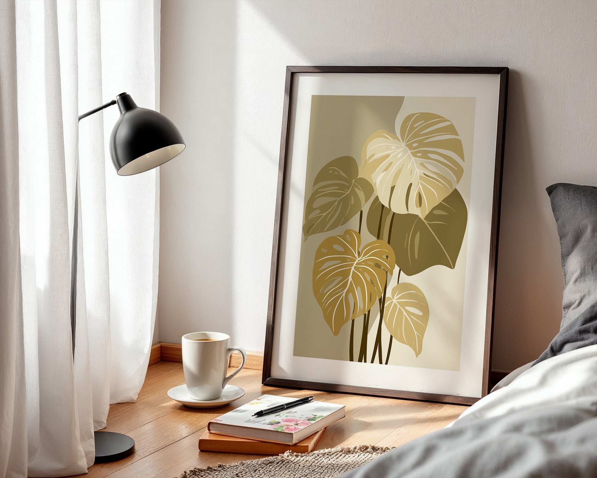 Monstera Blätter Beige Töne
