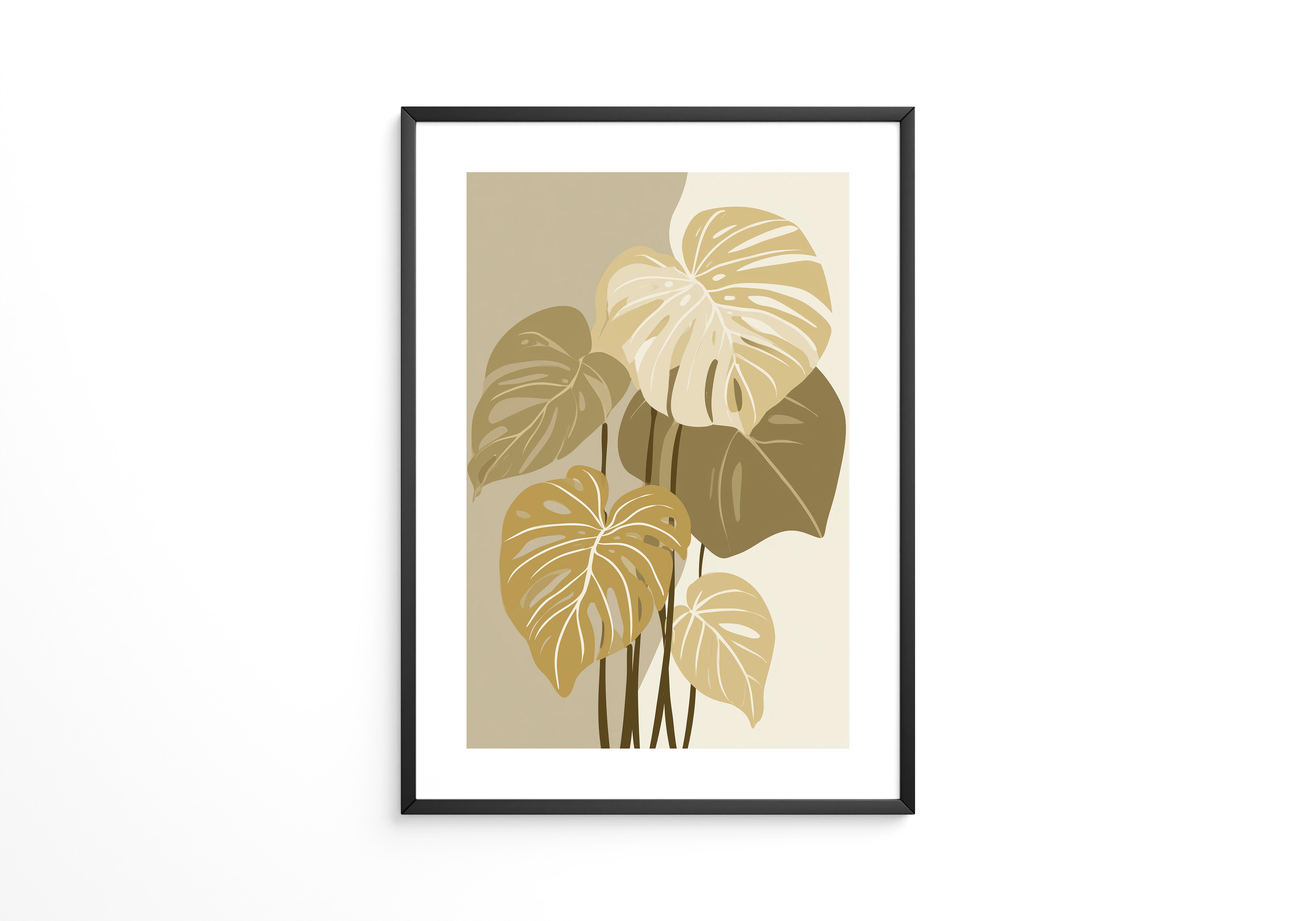 Monstera Blätter Beige Töne