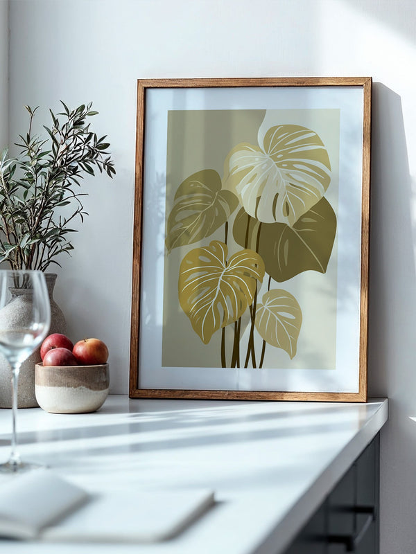 Monstera Blätter Beige Töne