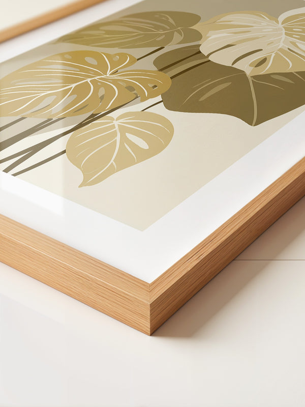 Monstera Blätter Beige Töne