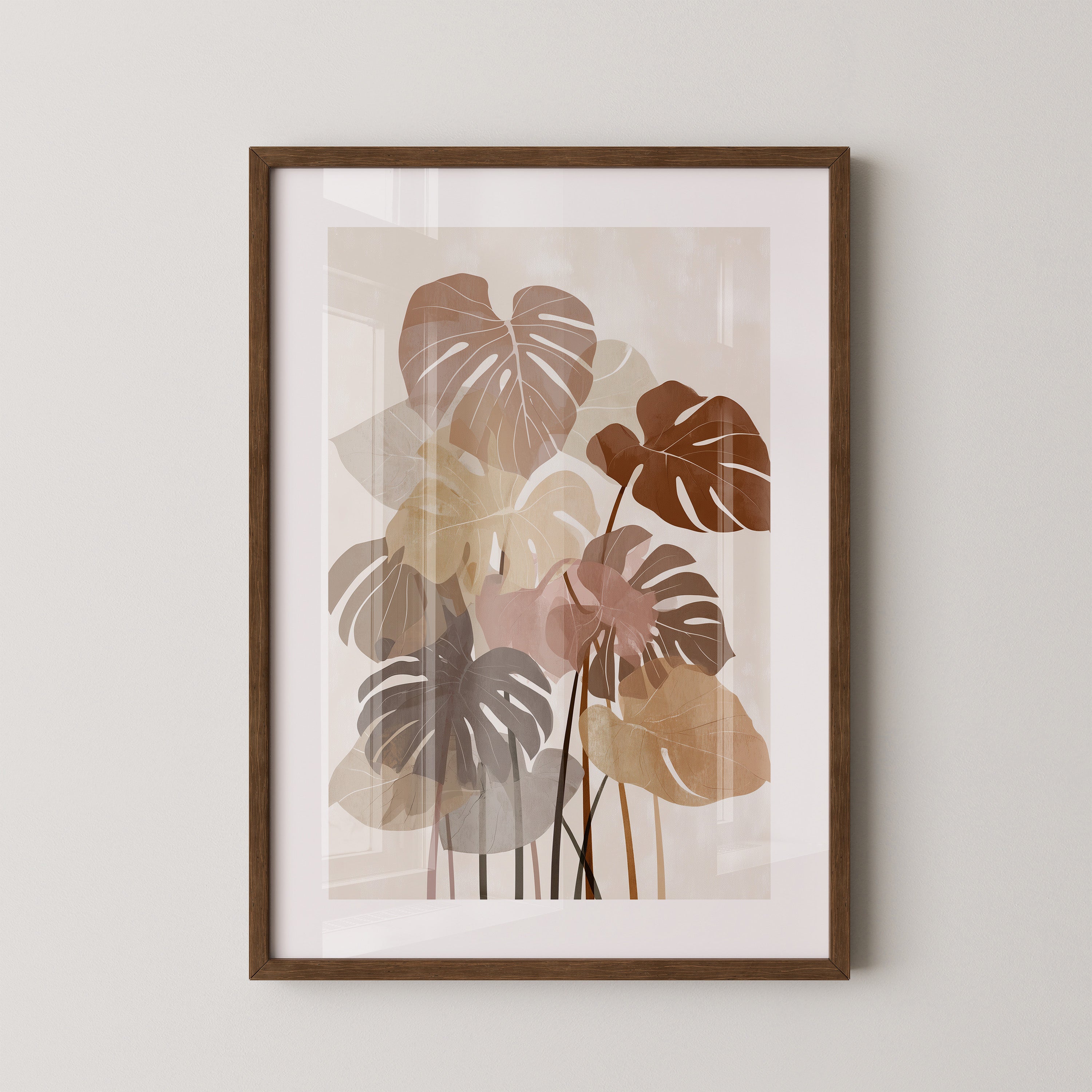 Monstera Blätter Erdtöne