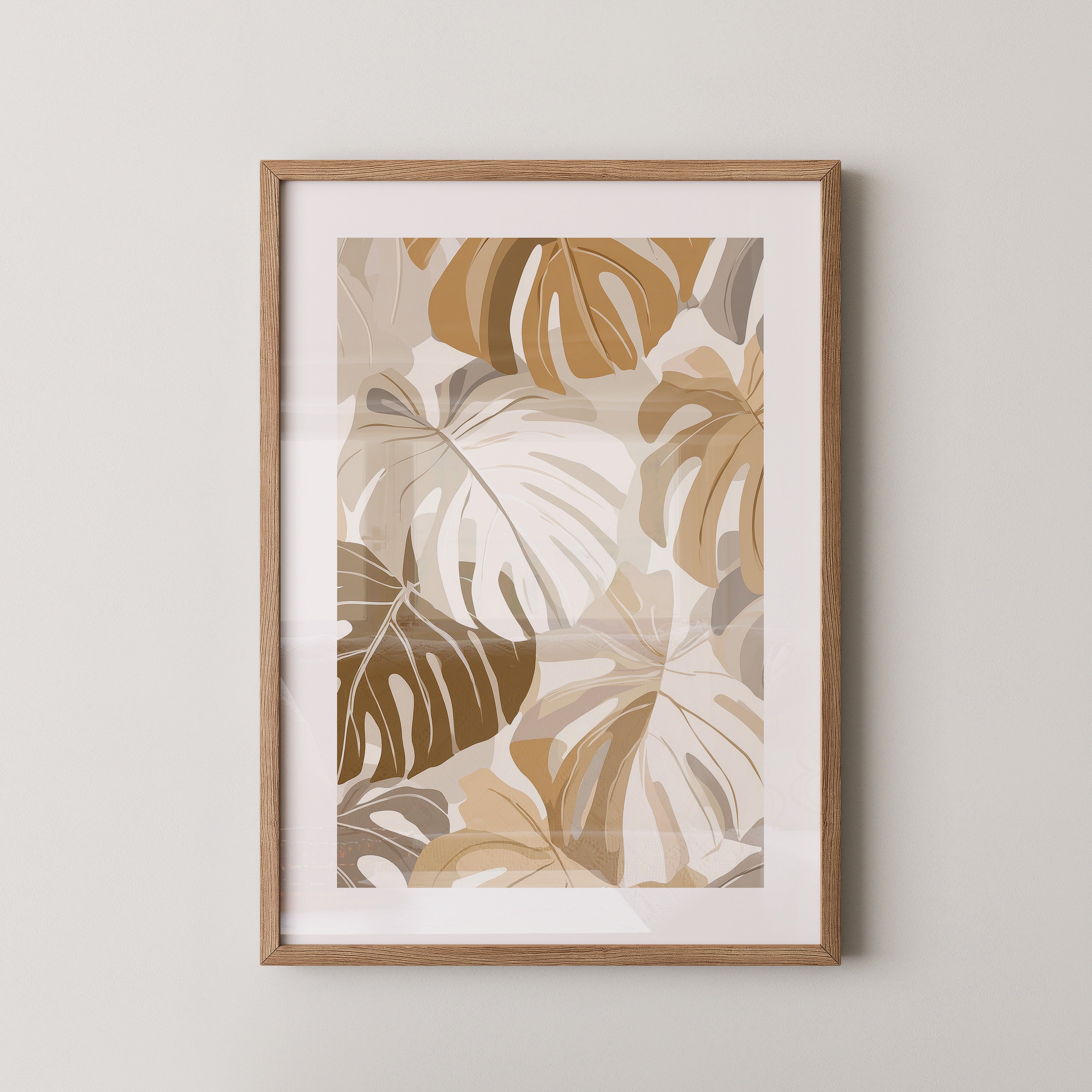 Monstera Blätter Pastell Braun