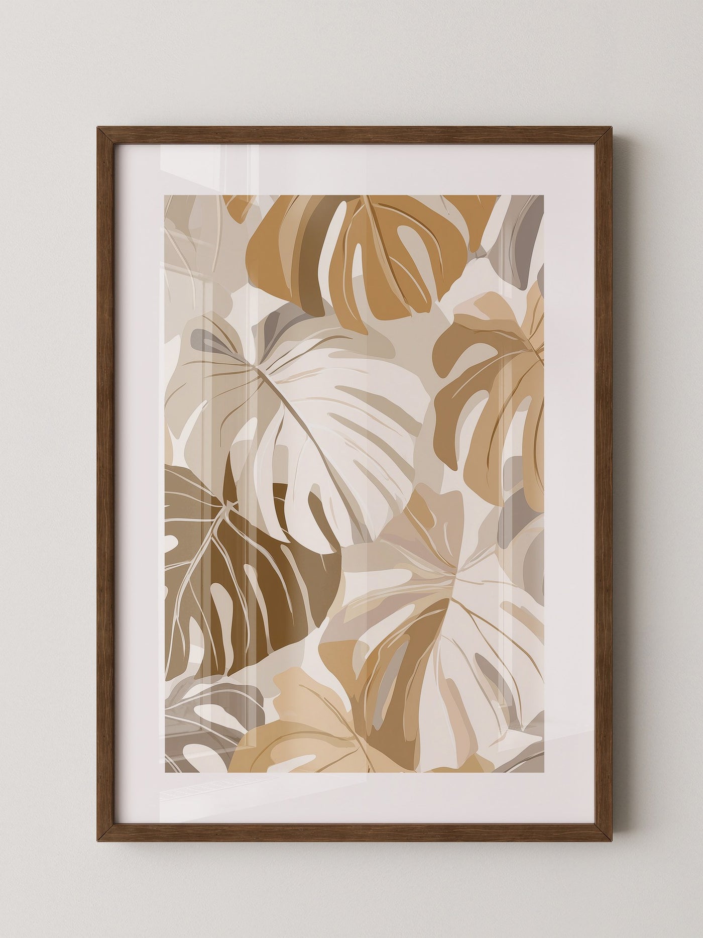 Monstera Blätter Pastell Braun