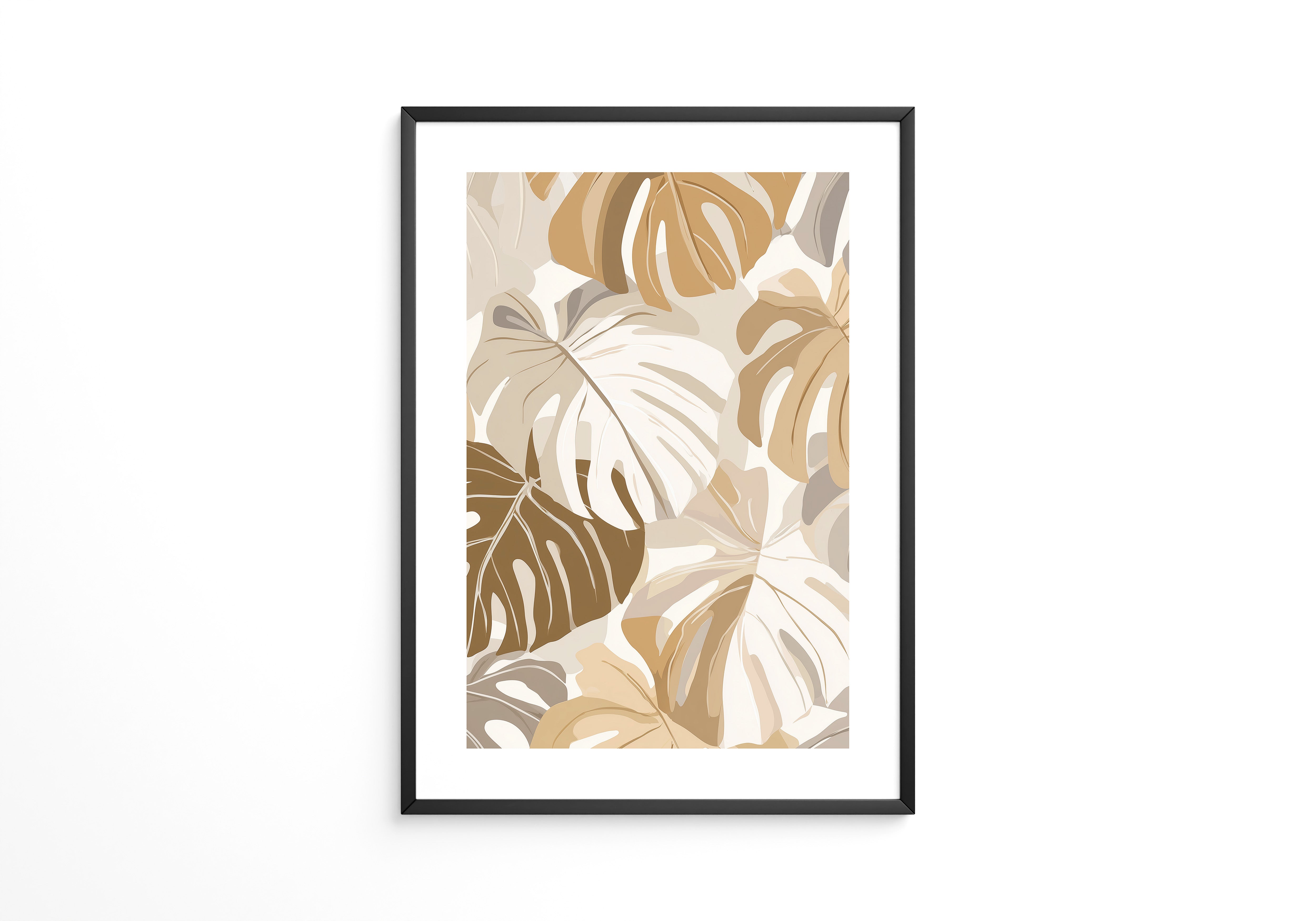 Monstera Blätter Pastell Braun