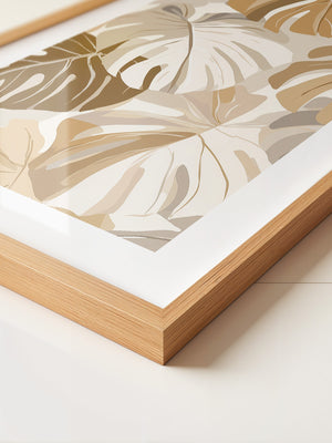 Monstera Blätter Pastell Braun