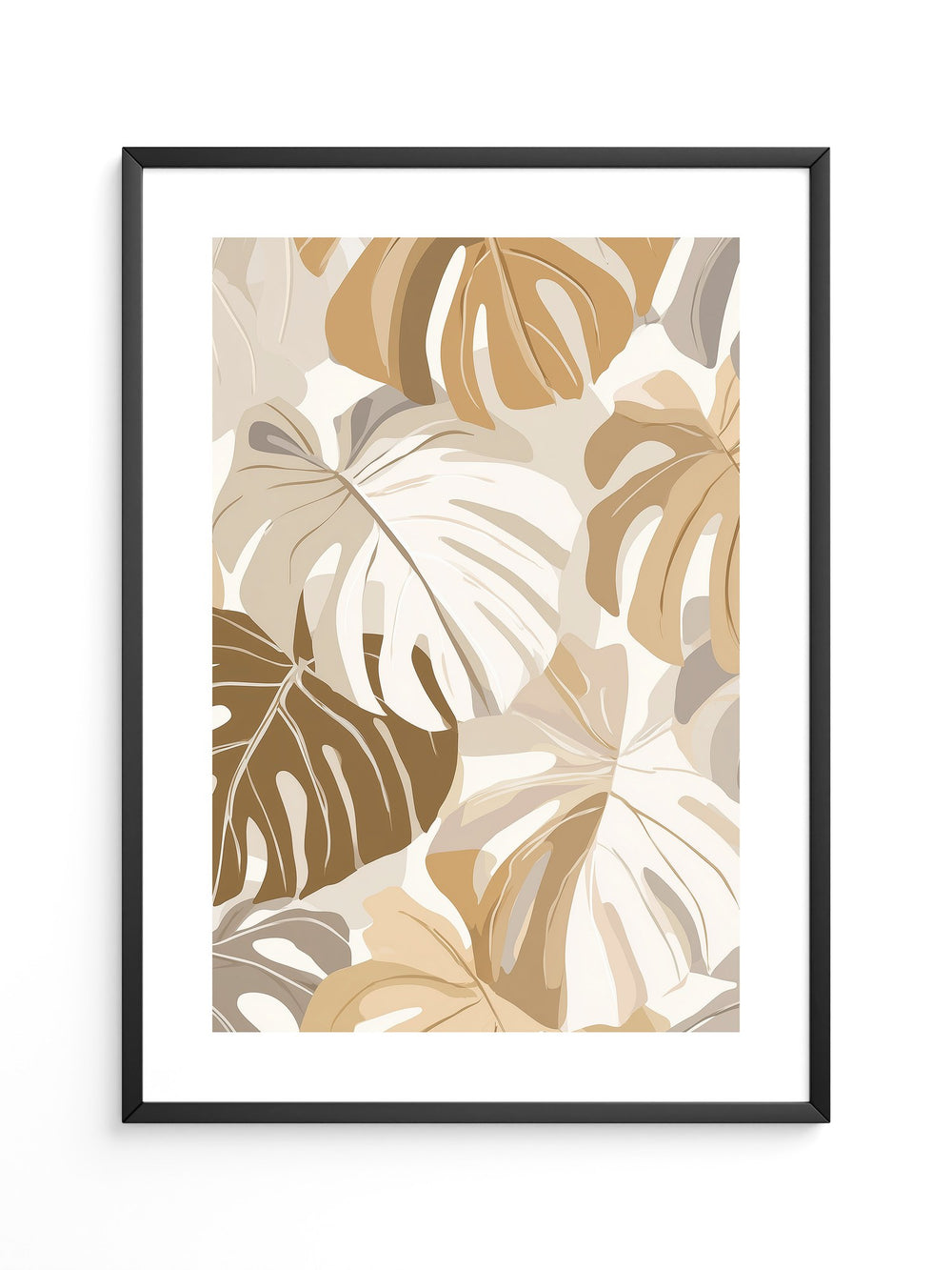 Monstera Blätter Pastell Braun