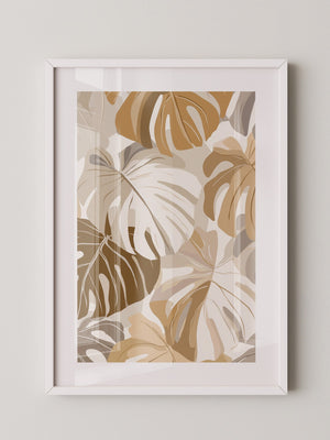 Monstera Blätter Pastell Braun