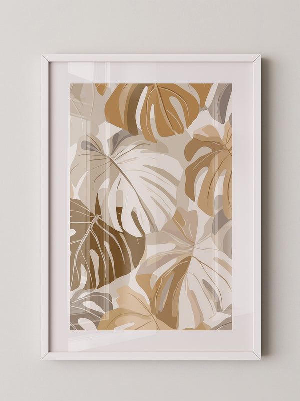 Monstera Blätter Pastell Braun