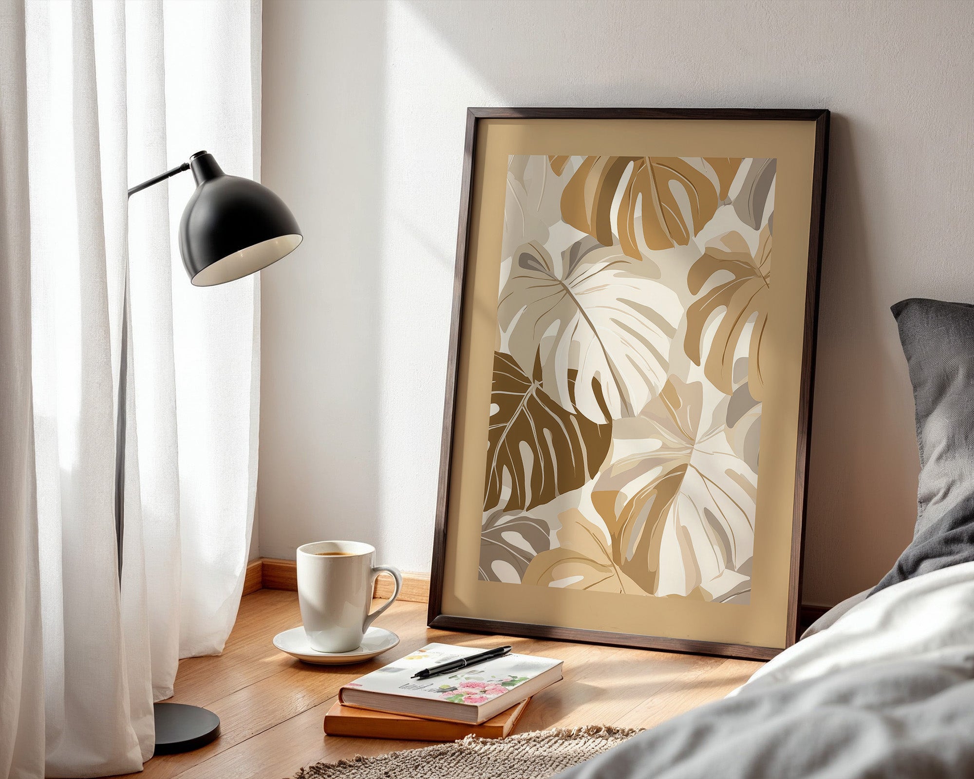 Monstera Blätter Beige Töne