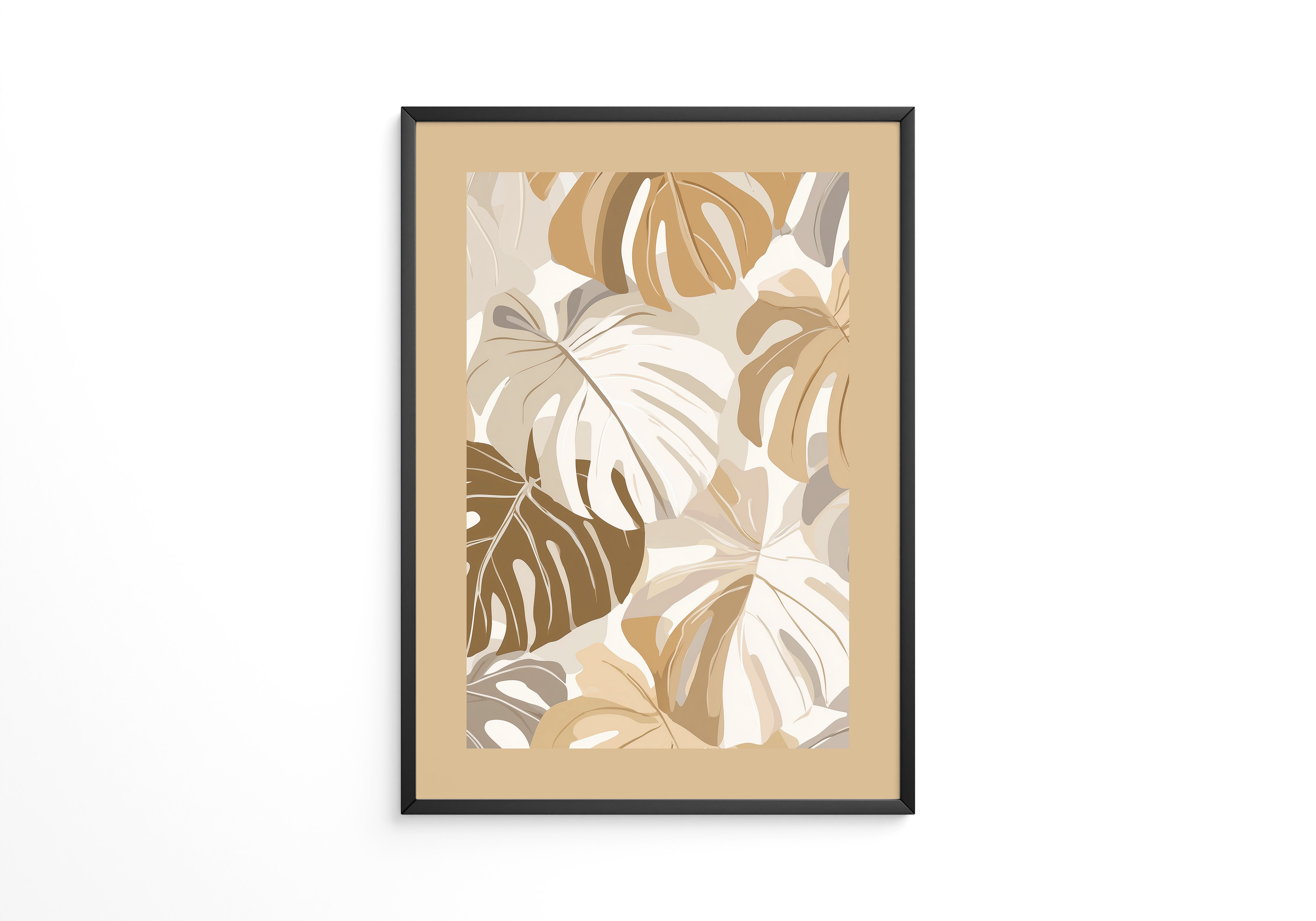 Monstera Blätter Beige Töne