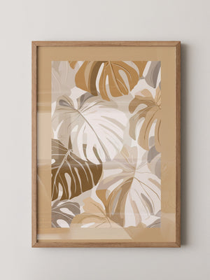 Monstera Blätter Beige Töne