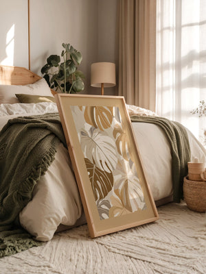 Monstera Blätter Beige Töne