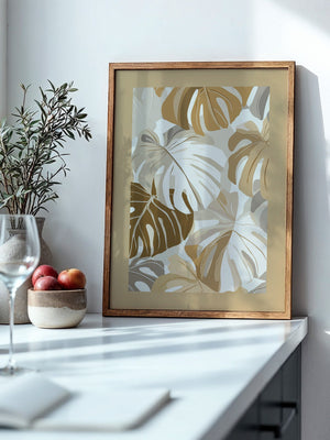 Monstera Blätter Beige Töne