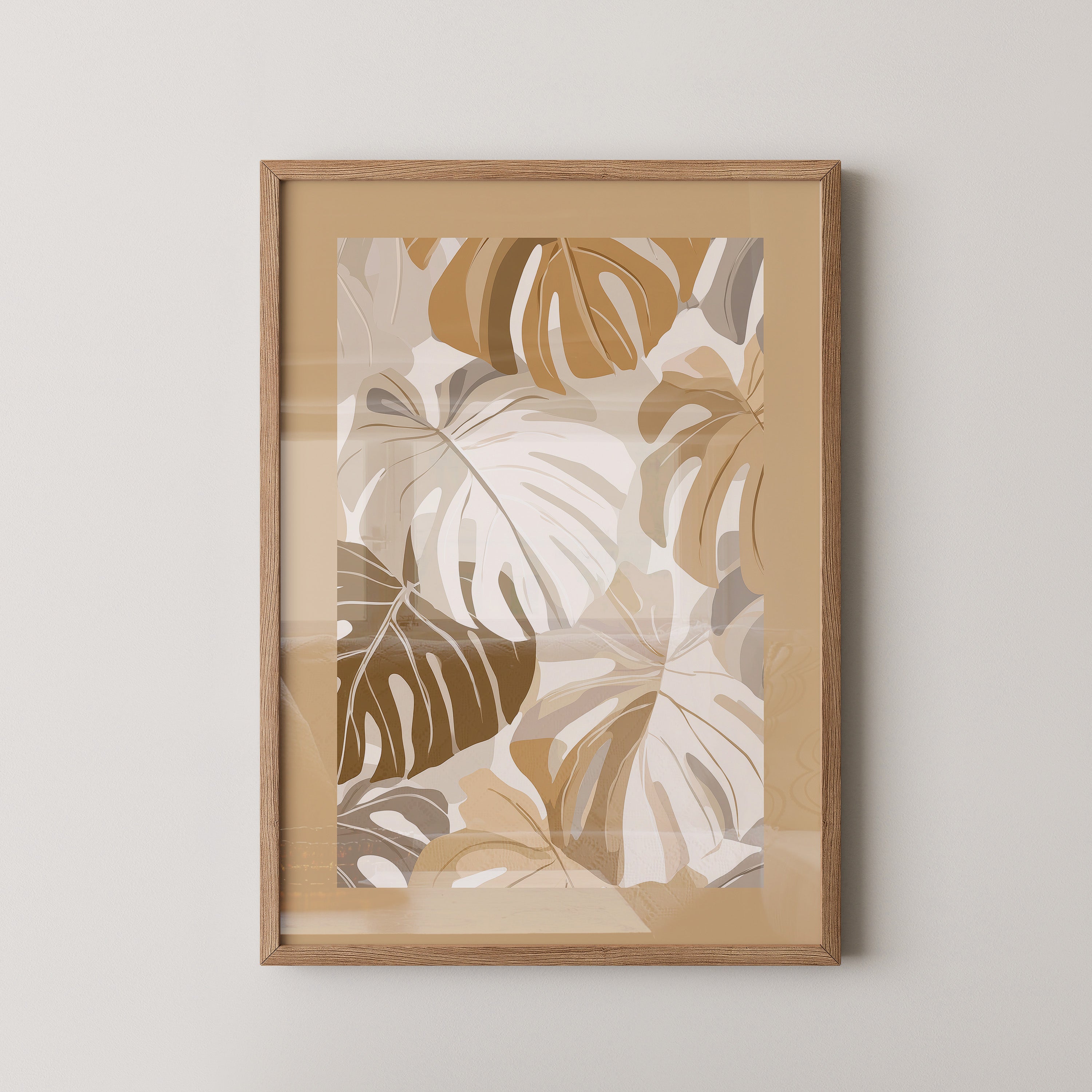 Monstera Blätter Beige Töne