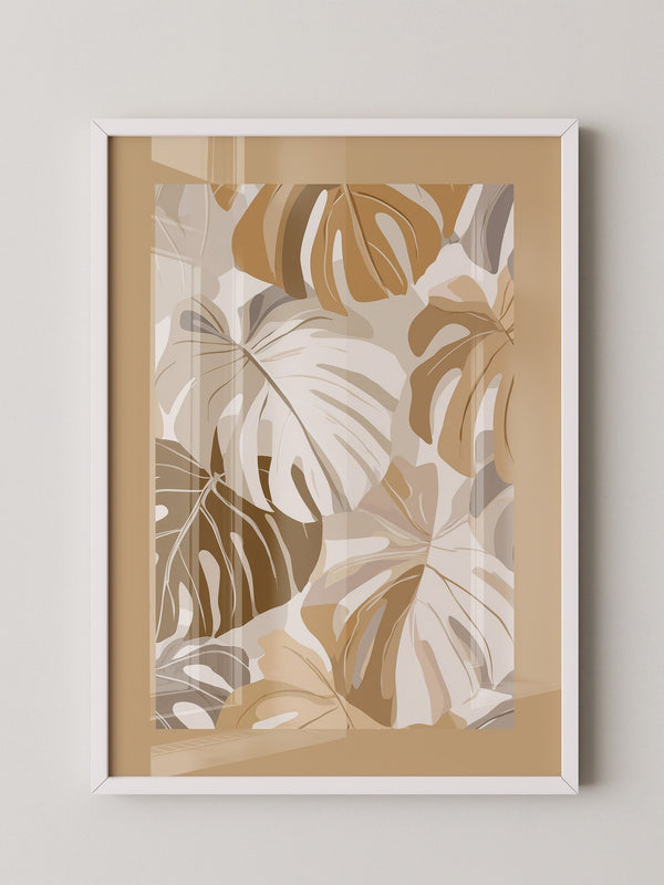Monstera Blätter Beige Töne