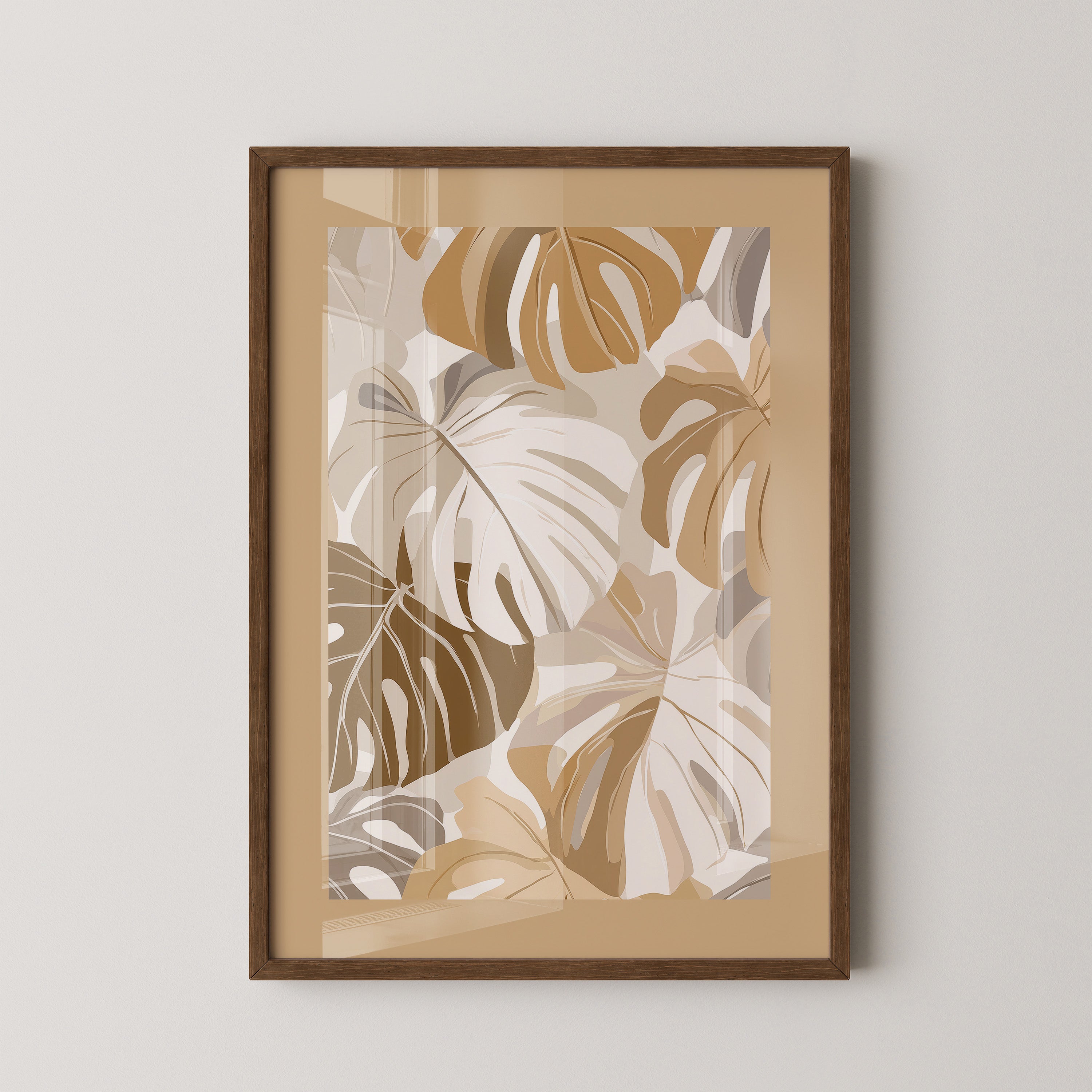 Monstera Blätter Beige Töne