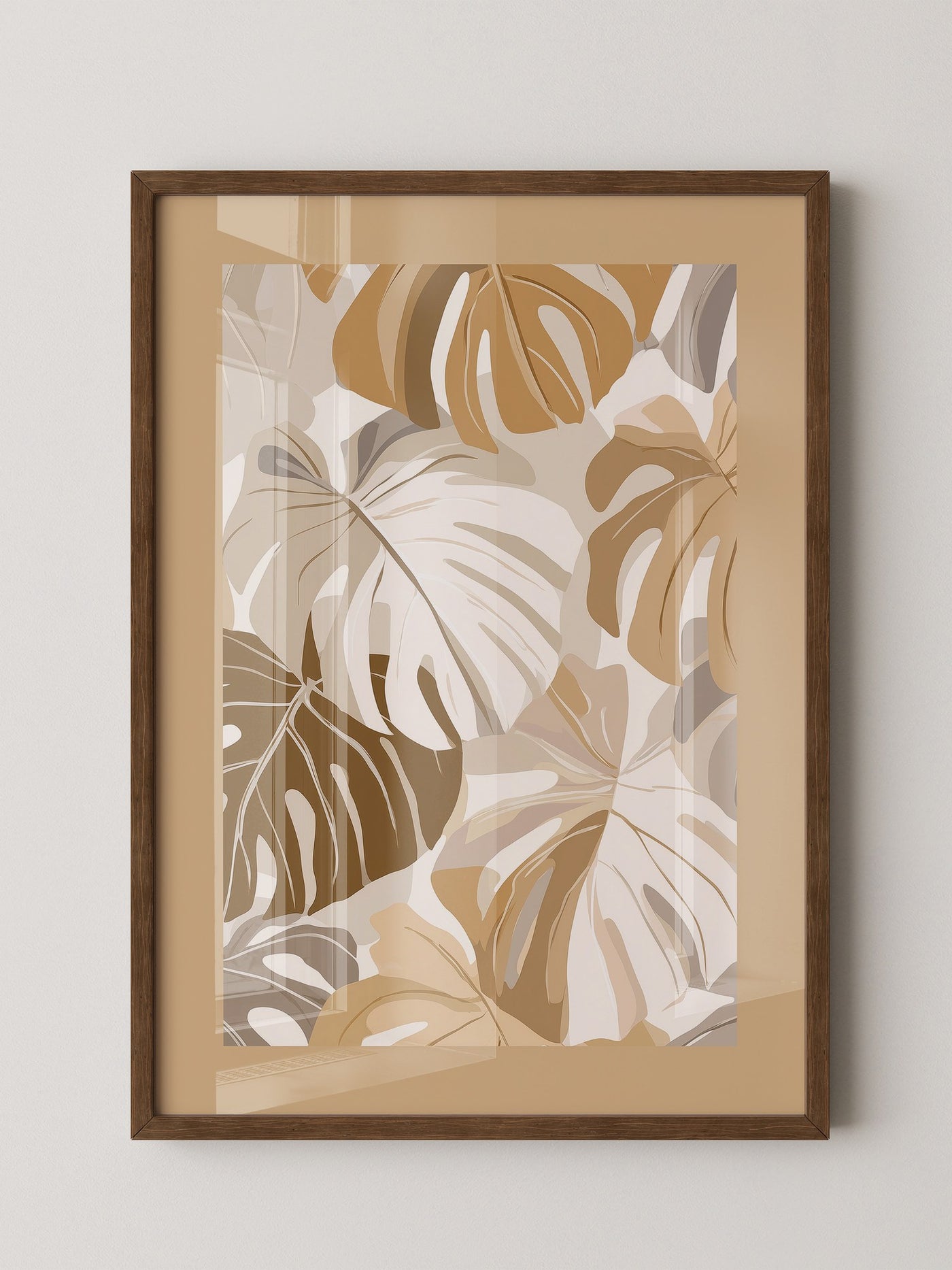 Monstera Blätter Beige Töne
