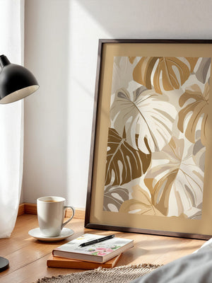 Monstera Blätter Beige Töne